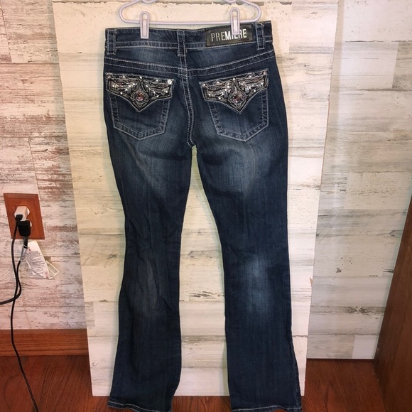 Premiere rue21 bling boot cut jeans size 5/6R rue21 denim jeans sparkly jeans - Picture 2 of 8